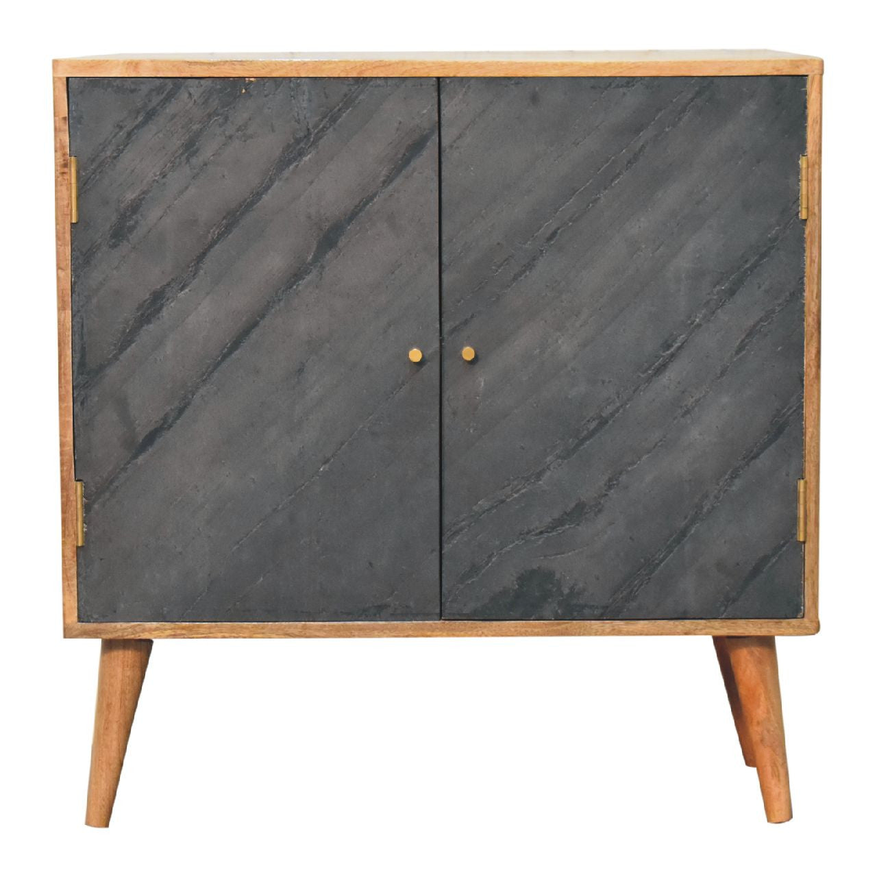 30" Brown Solid Wood Accent Cabinet With Two Doors