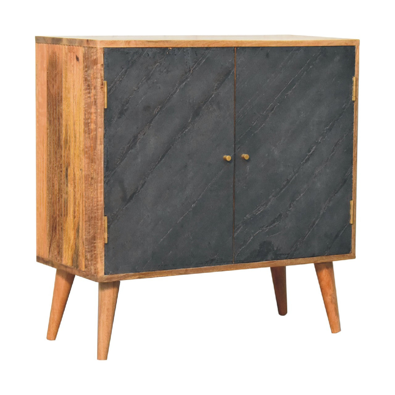 30" Brown Solid Wood Accent Cabinet With Two Doors