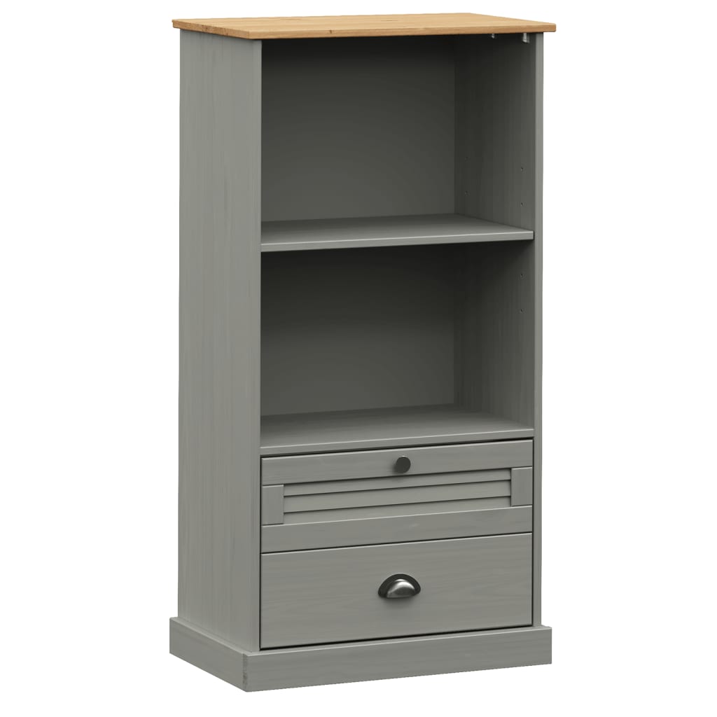 vidaXL Bookcase Storage 2 Tier Bookshelf with Drawers VIGO Solid Wood Pine