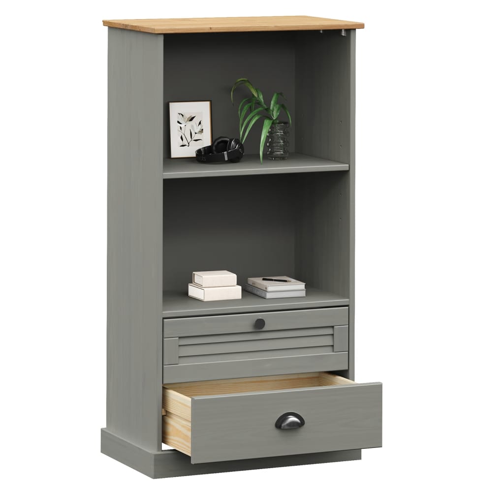 vidaXL Bookcase Storage 2 Tier Bookshelf with Drawers VIGO Solid Wood Pine