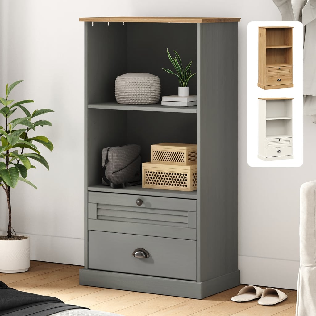 vidaXL Bookcase Storage 2 Tier Bookshelf with Drawers VIGO Solid Wood Pine